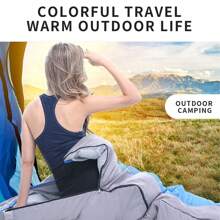 NetHong 4 SEASON SINGLE SLEEPING BAGS CAMPING RECTANGULAR ENVELOPE ZIP UP KIDS ADULT Hot - Blue + Gray Stitching - View 7