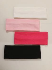 18条/4条装 女士多色运动休闲弹力速干发带，瑜伽/跑步发带，时尚发饰丝带头巾头带吸汗带秋冬度假发带女士优雅围巾女士头巾柔软头巾 - 4PCS粉紅色系 - 查看 8