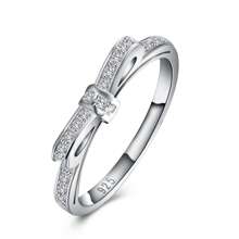 Bow AAA Zirconia Ring For Women Man Wedding Engagement Party Fashion Charm Silver Jewelry - Silver - View 2