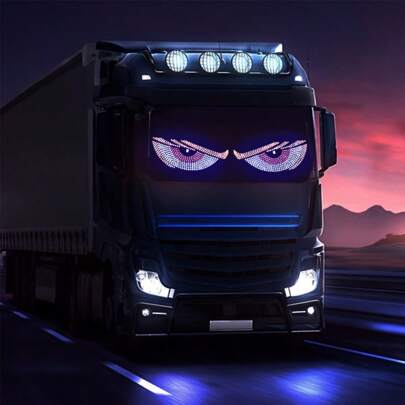 Luz de carro LED Demon Eye 2 em 1 - Display de expressão de veículo legal com 11 modos: 10 modos de piscar, 1 modo constante, alimentado por USB, fácil instalação, adequado para caminhões e carros, apelo estético aprimorado, acessórios para caminhões | Design Demon Eye | Luzes alimentadas por USB, luzes de caminhão LED, sem bateria
