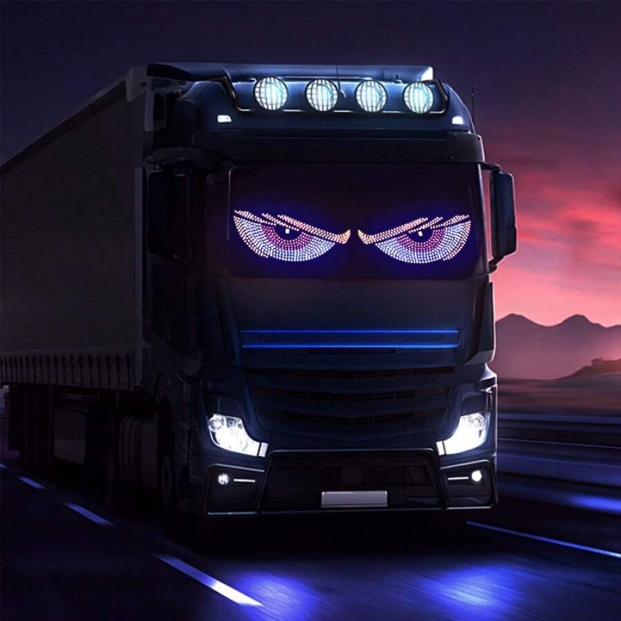 二合一恶魔眼 LED 车灯 - 酷炫车辆表情显示，具有 11 种模式：10 种闪烁模式 1 种恒定模式，USB 供电，易于安装，适用于卡车和汽车，增强美感，卡车配件 | 恶魔眼设计 | USB 供电灯，LED 卡车灯，无需电池