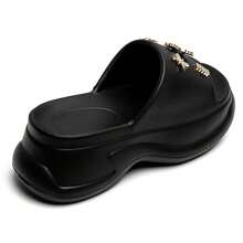 Sandales Compensées / Mules Furry - Confort And Style Pour Un Look Estival Chic - Black - View 5