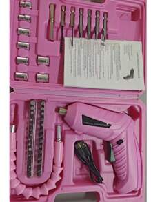 可充电无绳电动螺丝刀套件 - 旋转工具，配有多功能家用小型电钻驱动器、LED 灯和手提箱 - 非常适合 DIY、家庭维修和木工项目 - 彩色 - 查看 14