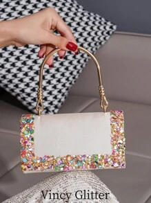 欧美风格优雅派对手拿包，带水钻装饰，非常适合正式活动、宴会、舞会、婚礼 - 时尚百搭女士手提包 - 彩色 - 查看 1