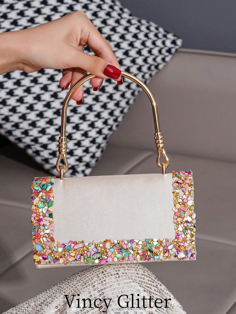欧美风格优雅派对手拿包，带水钻装饰，非常适合正式活动、宴会、舞会、婚礼 - 时尚百搭女士手提包 - 彩色 - 查看 1