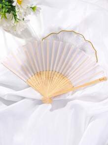 5pcs&1pc Silk Folding Fan, Black And White Fan For Bride And Bridesmaids, Bachelorette Party Wedding Bridal Shower Decoration, Bridesmaid Gift Wedding Decoration, Perfect For Wedding, Dance, Photography And Cheongsam Accessories - Elegant And Convenient Accessories For Any Occasion