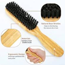 1pc Bamboo Handle Boar Bristle Brush, Natural Hairstyle Shaping And Cleansing Brush, Suitable For Grooming Hair, Frizz Control, Suitable For All Hair Types With Smooth Finish