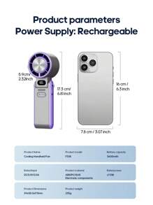 kinscoter 1 Peça Ventilador de Mão Pequeno Portátil e Recarregável de 3600mAh, Refrigerador de Ar para Camping e Viagens, 100 Velocidades do Vento Ajustáveis, Mini Ventilador Pessoal de Refrigeração Portátil