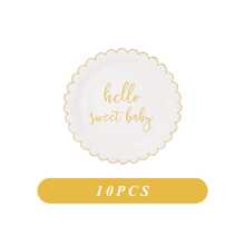 10/20pcs Welcome Newborn White Gold Theme Lace Foil Scribble Pattern Party Supplies, Includes 7"/9" Lace Rim Paper Plates, Party Napkins, Paper Cups, Suitable For Birthday Party, Family Gathering, Campfire Night, Outdoor Picnic, Baby Shower, Gender Reveal Party Summer Gifts Wedding Beach Back To School School Supplies Room Decor