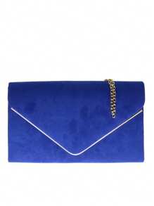 Girly Handbags Womens Faux Suede Envelope Clutch Bag Small - Royal Blue - View 1