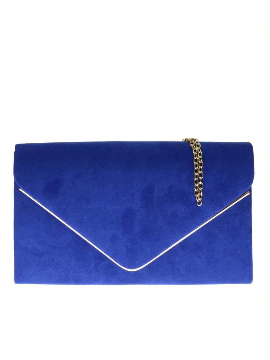 Girly Handbags Womens Faux Suede Envelope Clutch Bag Small - Royal Blue - View 1
