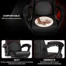 Ergonomic Gaming Chair Computer Desk Chair W/ Lumbar Support Footrest Adjustable - 1 - 查看 6