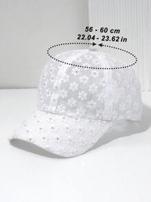 1pc Floral Lace Rhinestone Embellished Baseball Cap, Suitable For Daily Wear - White - View 5