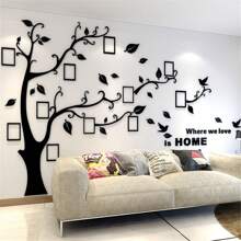 Photo Frame Tree 3D  Wall Stickers  - Genealogy Wall Decoration, Living Room Wall Decoration Wall Sticker, Large Frame Family Photo Tree Wall Sticker, 11 Pieces Photo Frame, 3D DIY Wall Sticker Wall Decoration Wall Sticker Tree Living Room Bedroom Photo Frame 138cm X 100cm Photo Wall - 黑色 - 查看 1