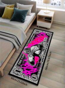 1 件带有幽默枪支和美元图案的门垫/地毯 - 防滑、可机洗、适用于厨房、洗衣房、卧室、浴室 - 高端水晶天鹅绒美元图案地毯，防滑、可洗、涤纶地毯/门垫，适用于客厅、卧室、厨房和走廊 - 机织室内地毯，提供增强的舒适性和耐用性，适用于家庭和办公室装饰，时尚家居装饰