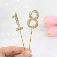 10 件/1 件金色闪亮合金钻石数字 0-9 蛋糕装饰适用于生日结婚周年纪念派对 DIY 蛋糕甜点装饰用品 - 金色 - 查看 4