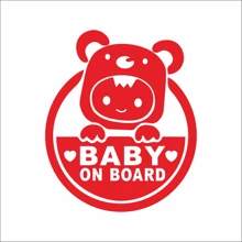 1pc Cute Cartoon Baby On Board Reflective Car Sticker - Multicolor - View 11