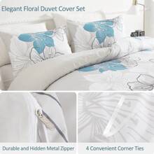 3 Pieces Duvet Cover Set King Purple Floral Pattern Comforter Cover Set Elegant Boho Lily Duvet Cover With 2 Pillow Cases Lightweight Microfiber Bedding Duvet Cover Set For All Season 90"X 104"