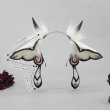 Halloween Demon Fantasy Creature Headpiece With Butterfly Decoration, Plush Moth Hairband Headwear Ear