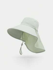 1pc Summer Sun Hat Wide Brim UV Protection Unisex Bucket Hat With Neck Flap For Men & Women Outdoor Hiking Fishing Boonie Hats (Due To Different Production Batches, The Style Of The Adjustment Buckle Is Not Fixed And Will Be Shipped Randomly.) - C - View 8