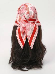 1pc Simple Printed 70cm Bandana Scarf, New Spring Versatile Scarf/Headband/Belt Accessory, Geometric Pattern Casual Square Scarf For Women, Spring/Summer/Autumn