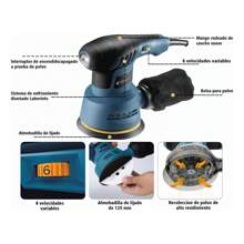 Lijadoras Orbitales Eléctrica 650w Con Colector De Polvo - Azul - Ver 8