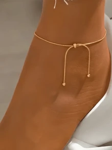 1pc Summer Stainless Steel Jewelry Elegant Chain Adjustable Ankle Bracelet For Women Suitable Wearing High Heels, Beach Vacation, Prom,Cruise Essentials Accessories Women Jewelry