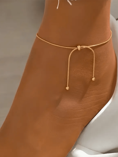 1pc Summer Stainless Steel Jewelry Elegant Chain Adjustable Ankle Bracelet For Women Suitable Wearing High Heels, Beach Vacation, Prom,Cruise Essentials Accessories Women Jewelry