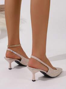 Women Pointed Toe Fashion Elegant Black Open Back High Heel Shoes, Women White Closed Toe Stilettos Large Size