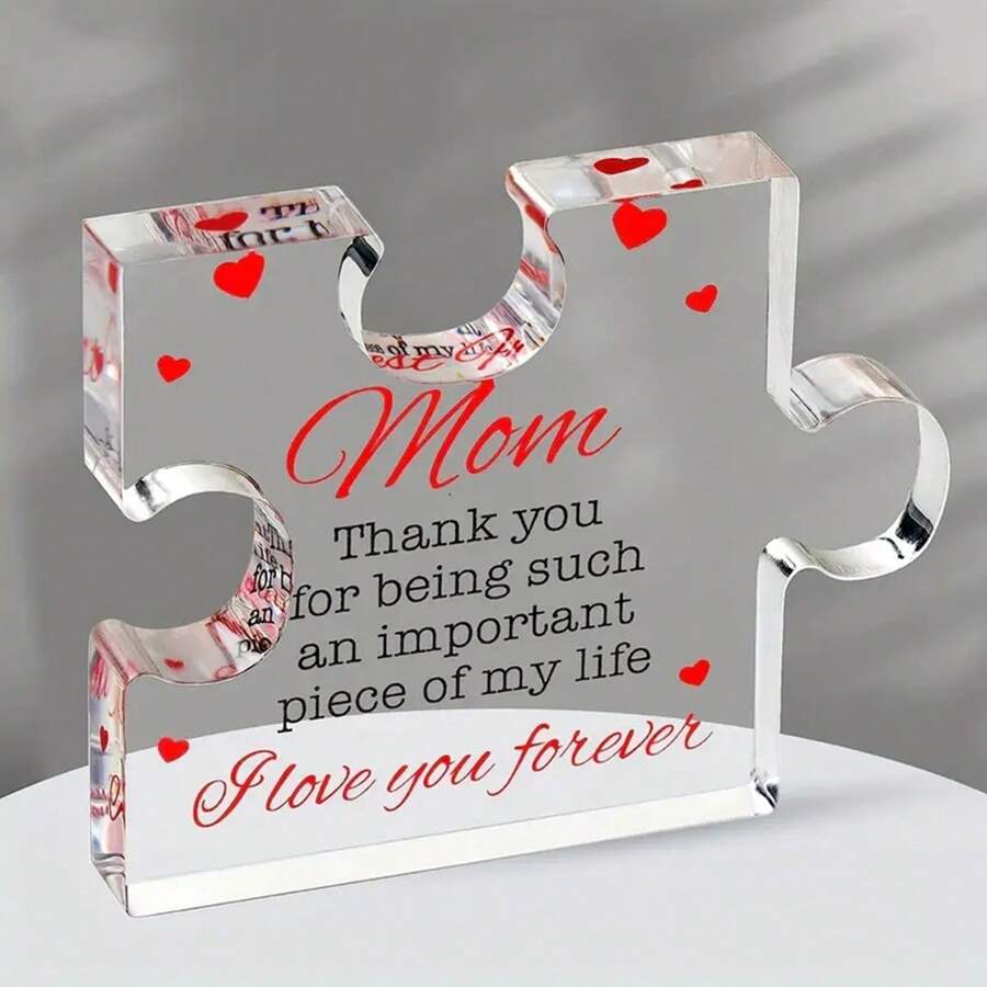 1 Pc Engraved Acrylic Puzzle - Perfect Birthday Gift For Mom - Commemorative Decorative Gift - Inspirational Creative Small Gift - Holiday Accessories And Party Supplies - Multicolor - View 1