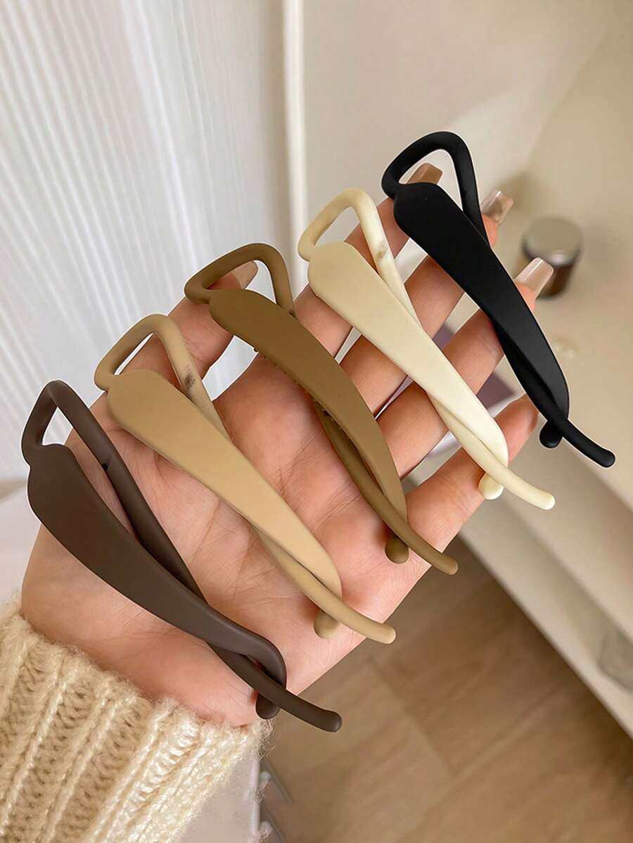 Set de 5 horquillas de plástico de 11 cm para mujer, de colores negro, blanco, caqui y marrón, diseño minimalista y elegante, adecuado para uso diario, casual, fiestas, viajes, peinados, maquillaje y combinación de atuendos