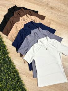 Basic Turtleneck Blouse High Neck Short Sleeve Women's Casual Kit With 6 - 彩色 - 查看 2