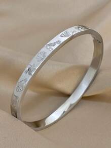 1 pieza Brazalete geométrico de circonita para mujeres, brazalete de acero inoxidable apilable, joyería diaria y de fiesta, regalo para el Día de la Madre