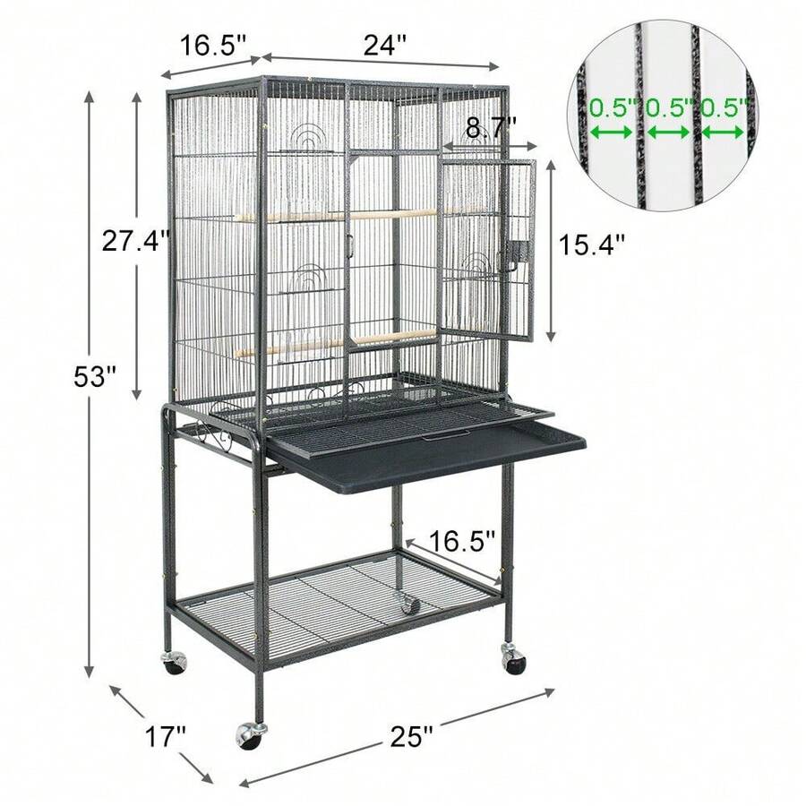 Bird Cage Large Play Top Bird Parrot Finch Cage Macaw Cockatoo Pet Supplies 53"