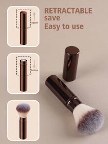 1pc Collapsible Powder Brush, Blush Brush, Foundation Brush With Cap, Soft Bristles, Easy Application Makeup Tool