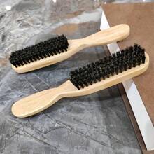 1pc Bamboo Handle Boar Bristle Brush, Natural Hairstyle Shaping And Cleansing Brush, Suitable For Grooming Hair, Frizz Control, Suitable For All Hair Types With Smooth Finish