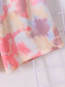 2pcs/Set Girls Tie Dye "Sunshine" Printed Short Sleeve T-Shirt And Tie Dye Printed Pants, Casual Outfit Suitable For Spring, Summer, Autumn - Multicolor - View 7