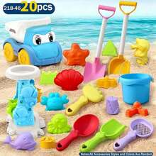 Giocattoli da spiaggia per bambini, set di giocattoli per la sabbia estivi. Comprende kit di attrezzi da spiaggia, stampi, giocattoli per la sabbia adatti per viaggiare, set di giocattoli per la sabbia con ruota per l'acqua, set di attrezzi da spiaggia, secchio, annaffiatoio, stampi.