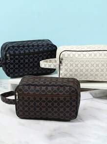 Bolso de mano, bolso de muñeca, bolso de tocador para hombre de gran capacidad, impermeable y ligero, adecuado para universidad, negocios, viajes, de piel de estilo retro y sencillo. Regalo perfecto para Navidad, Día de San Valentín, primavera o verano