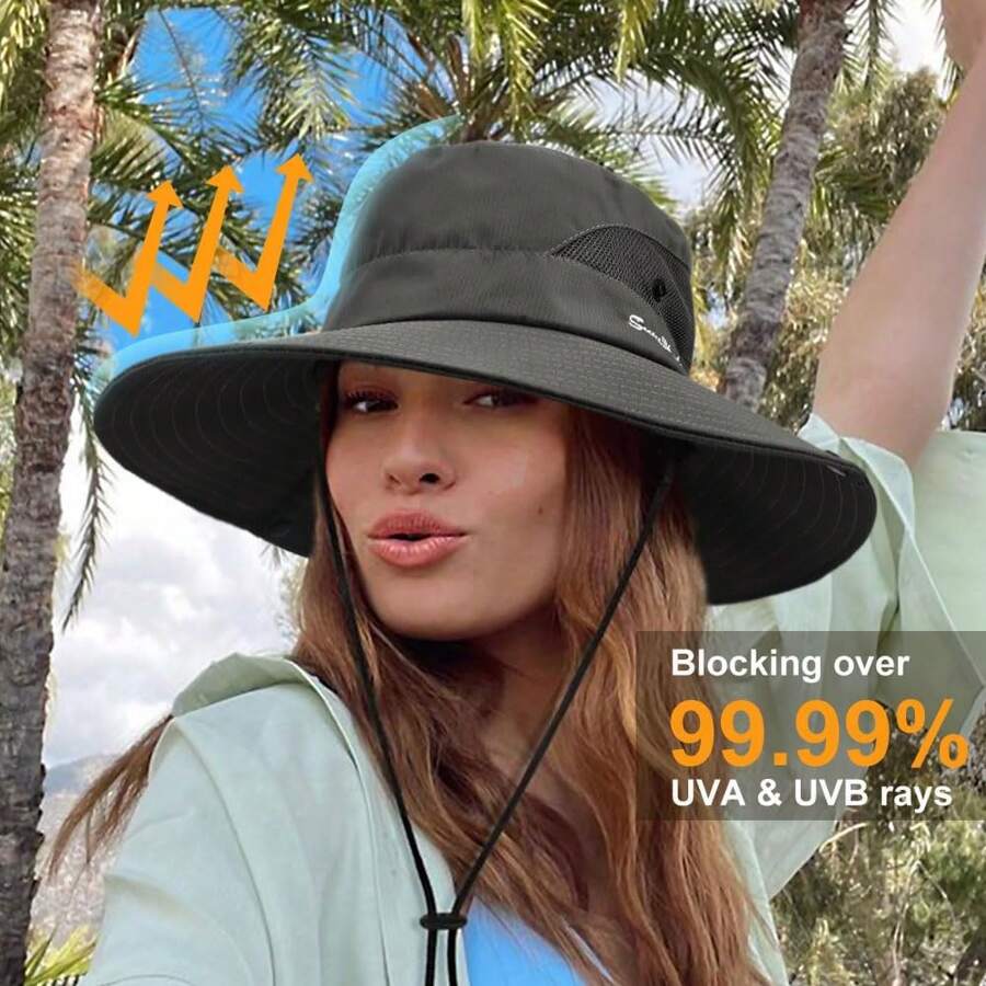 Summer Outdoor Sun Hat, Breathable Sun Hat, Folding Sun Hat, Female Ponytail Hole Bucket Hat