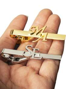 Clip de corbata grabado personalizado mate, gemelos de acero inoxidable con monograma, joyería de boda para el novio, accesorios de moda para hombres