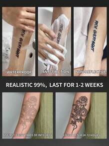 1Pc Rose Snake Temporary Tattoos Semi Permanent Tattoo Waterproof Sweatproof Last For 1-2 Weeks Realistic Herbal Juice Anti-Friction Non-Reflective Faux Black Fake Tattoos For Woman And Men Tattoo Stickers For Arm, Chest, Leg, Abdomen, Waist, Finger, Neck Modernist Body Art