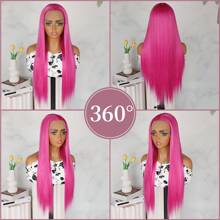13x4 Lace Front Wig Synthetisch Lang Zijdeachtig Recht Haar Pruik Gratis Deel Rozen Rode Kleur Frontale Lace Vervangende Pruiken Hittebestendige Zachte Vezel 26 Inch Vooraf Geplukt Babyhaar Natuurlijke Haarlijn Voor Mode Vrouwen Meisjes Feest Vakantie Dagelijkse Make-up Gebruik Klaar Om Te Dragen