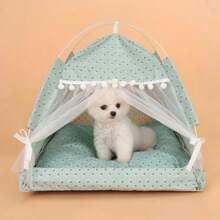 Pet Dog Tent House Floral Print Enclosed Tent Bed Indoor Folding Portable Comfortable Kitten Bed Kennel Small Pets