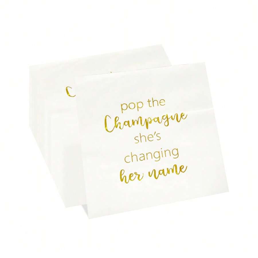 20pcs/40pcs/100pcs Rose Golden Bachelorette Cocktail Napkins Pop The Champagne Beverage Napkins Cocktail Napkins Bridal Shower Dessert Napkins Gold Foil Bachelorette Bridal Shower Engagement Party Decoration Party Supplies - Gold - View 1