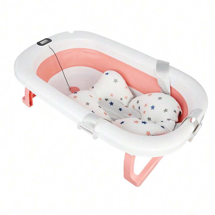 XXL Foldable Baby Bathtub With Baby Bath Mat And Built-In Thermometer – Children's Bathtub With Baby Bath Seat – Baby Bathtub With Stand – Perfect Baby Shower Gift For Boys Or Girls