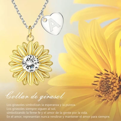 Mujer Collare De Plata 925 Collares Girasol Dijes