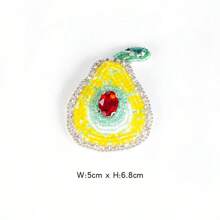 1pc Handmade Beaded Fruit Patch - Cute Embroidered Lemon And Peach Appliques, For Hats And Clothing Accessories, Vibrant Yellow And Green, Decorative Fabric Sticker, Hat Decoration | Playful Design | Handcrafted Appearance, Fruit Decor, Suitable For Holiday Decorations Gifts, Easter, Halloween, Teacher's Day, Mother's Day Holiday Party Gifts