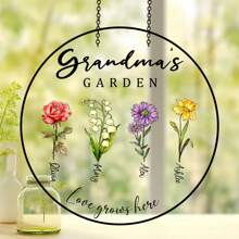 1pc Custom Kids Name Acrylic Suncatcher ,Grandma Gift,Personalized Home Decoration,Personalized Acrylic Window Hanging Decoration,Personalized Grandma's Garden Gift For Grandma, Mother's Day Gift For Grandma, Nana Birth Month Flower Stain Acrylic Suncatcher,Gift For Grandma, Gift For Mama,Gift For Nana,Perfect Gift For Birthday,Mothers Day Gift,Suitable For Decoration In Living Rooms, Bedrooms, Courtyards, And Gardens.,Multi-Functional,Adjustable, Ornamental,Reusable,Adhesive,Exquisite,Adorable,High-Quality,Modern,Colorful,Cute,Comfortable,Stylish,Custom,Personalized,Unique,Ideal Gifts For Him,Ideal Gifts For Her,Boyfriend,Girlfriend,Dad,Mom,Family,Friends,Son,Daughter,Office,Tea Room,School,Home,Home Refresh,Customized Crafts,Office Decor,Elegant Living