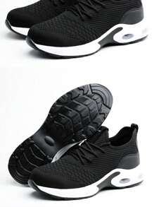 男鞋，轻便透气钢头鞋，工作运动鞋，透气针织登山鞋，防滑耐磨鞋，防压防刺穿防护鞋，工业建筑劳保鞋（尺码偏大半码） - 黑色 - 查看 6